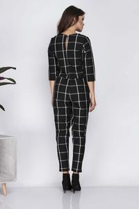 Black Plaid Pattern Casual Ladies Jumpsuit