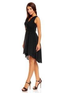 Black Dipped Back Wrap Front Coctail Dress