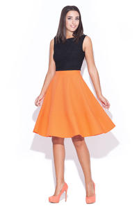 Orange Swirly Panel Skirt with Side Zip Fastening