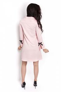 Powder Pink Flared Mini Dress with Bows