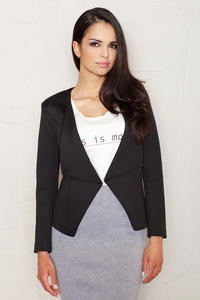 Black Long Lapels Blazer with V-Front Hemline