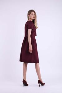 Burgundy Formal Flared Dress with Overlay