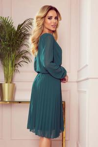 Green Wrapped Front Pleated Dress