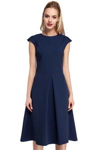 Classic Flared Navy Blue Dress With Frills