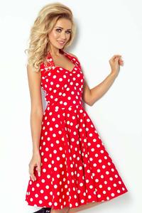 Red&White Large Polka Dot Pattern Pin-up Girl Style Dress