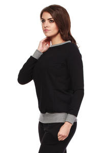 Black Dynamic Sporty Sweatshirt Long-sleeve Blouse