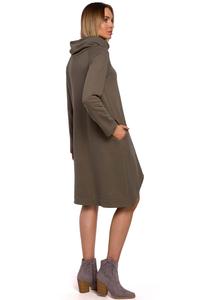 Knitted Asymmetrical Midi Dress (Khaki)