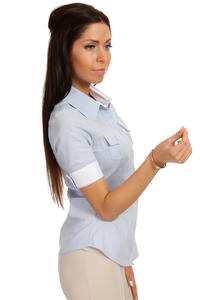 Slim Fit Seam Collared Sky Blue Shirt with Flap Chest Pocket