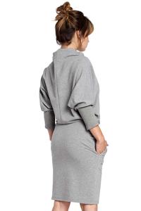 Grey Casual Dress with Wide Tourtleneck