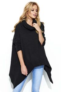 Black Loose Turtleneck Sweater with Long Sides