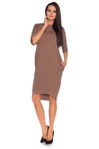 Brown Casual Dress with Cut Out Back and Self Tie Bow