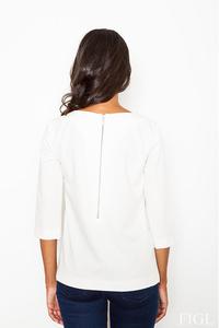 Ecru 3/4 Sleeves Blouse with Zippers