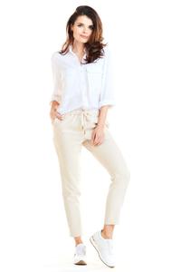Beige Casual Pants With Stripes