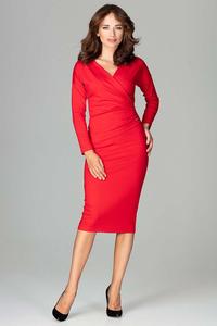 Red Wrap Front Pencil Dress