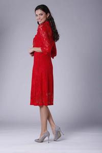 Red Slim Waist Lace Dress