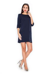 Dark Blue A-Line 3/4 SLeeves Mini Dress with Pockets