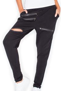 Black Casual Jogger Pants with Zippers