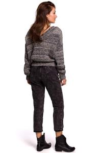 Multicolored Mélange V-neck Sweater - Gray