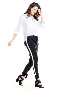 Black Casual Pants with Stripes