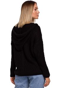 Practical Sweater with Drawstrings and Hood (Black)