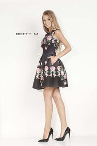 Black Flared Roses Print Coctail Dress