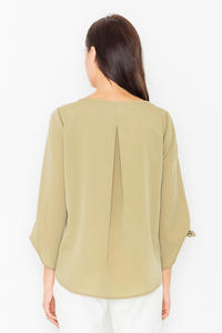 Olive Green Cut Out Sleeves Stylish Blouse