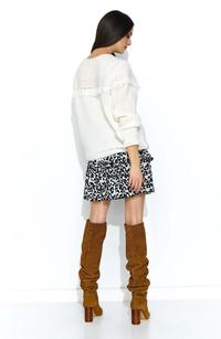 Beige Airy Short Skirt with Animal Pattern