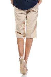 Beige Wide Cut Leg Cropped Length Loose Fit Pants