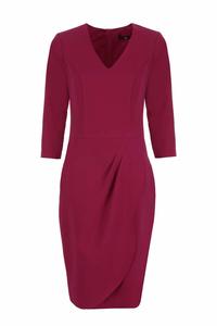 Dark Red Classic Office Style Dress