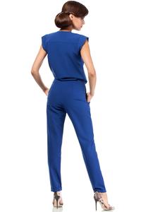 Blue Elegant V-Neckline Wrap Front Jumpsuit