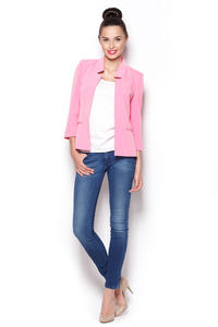 Pink Sunny Smart Blazer with Peacock Collar