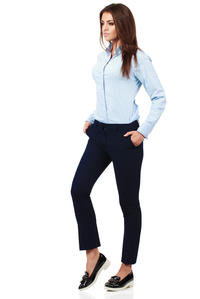 Deep Navy Blue Trendy Mode Tapered Style Long Pants