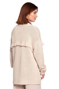 Beige Boho Style Oversized Cardigan