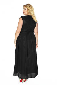 Black V-Neckline Evening Maxi Dress PLUS SIZE