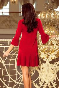 Red Formal Dress with Pleated Frills