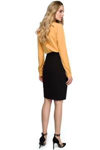 Yellow Elegant Blouse with Stand-up Collar