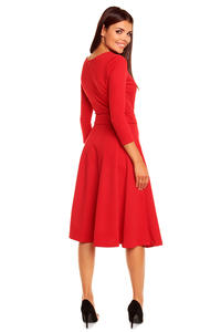 Red Pleated Dress with Loop Belts