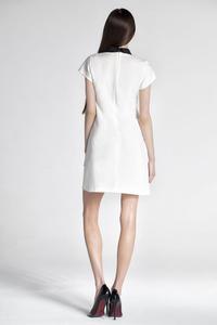 Cream Simple Dress with Contrasting Collar