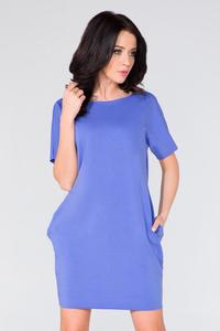 Blue Simple Mini Dress with Side Pockets