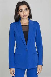 Elegant Blue Jacket Stylish Waisted Cut