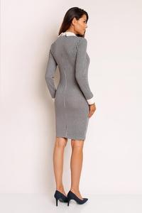 Houndstooth Pattern Bodycon Fit Shirts Style Collar&Cuffs Dress