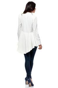 Off White Seam Blazer with Cascading Back Hemline