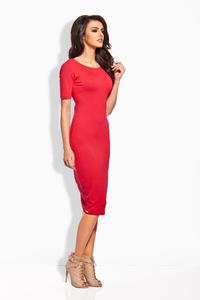 Red Bodycon Fit Short Sleeves Midi Dress