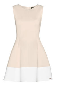 Beige Sleeveless Retro Style Mini Dress