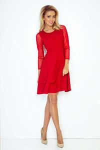 Red Coctail Dress with Transparent Sleeves