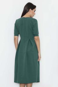 Green Elegant Short Sleeves Midi Dress