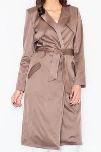 Brown Elegant Trench Coat with Self Tie Belt