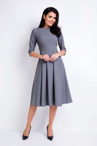 Gray Midi Formal Dress with Wide Bottom