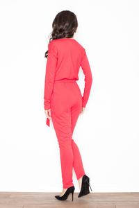 Red Stylish Ladies Belted Jumpsuit