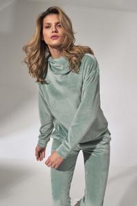 Mint Green Velveteen Hooded Sport Blouse